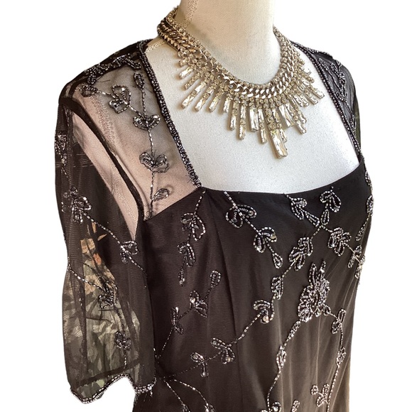 Adrianna Papell Studio Black Beaded Cocktail Dress. B18 - Picture 9 of 16